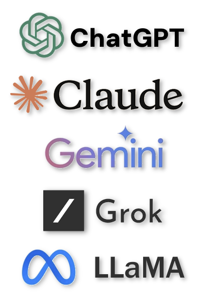 Logos for OpenAI, Anthropic, Gemini, LLaMA